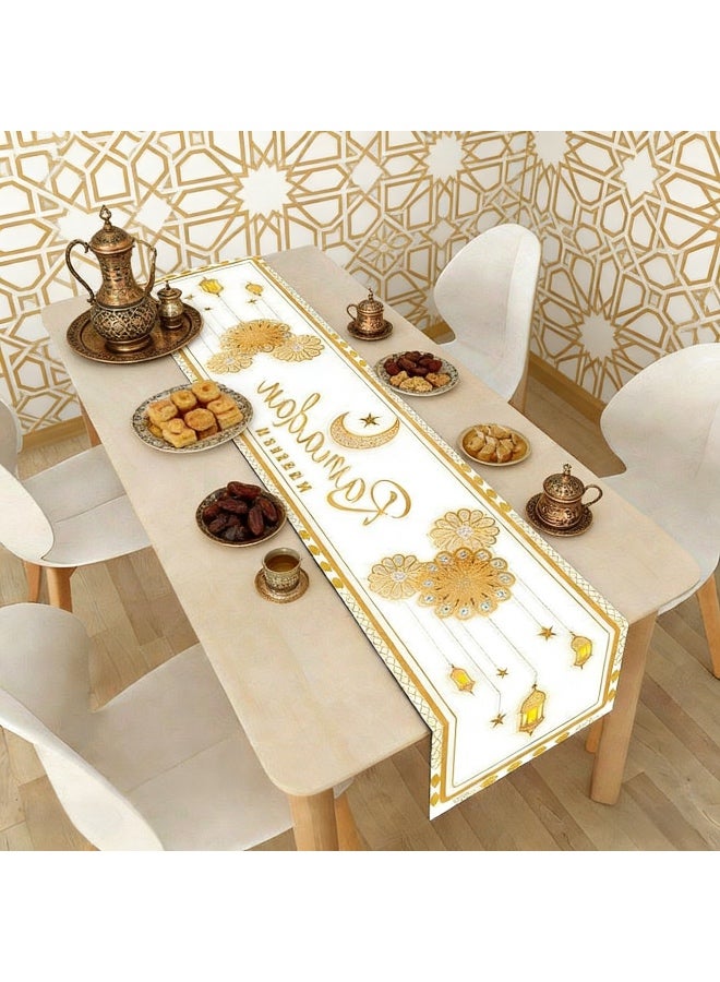 Ramadan Mubarak Table Runner Table Decorations - Ramadan Mosque Lantern Islamic Happy Ramadan Mubarak 2026 Party Supplies Decorations - Image 2